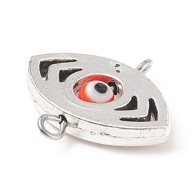 Handmade Evil Eye Lampwork Round Bead Connector Charm PALLOY-JF01781-1