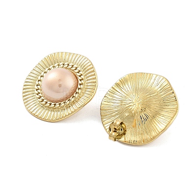 Flat Round Real 14K Gold Plated 304 Stainless Steel Stud Earrings EJEW-P258-32G-02-1