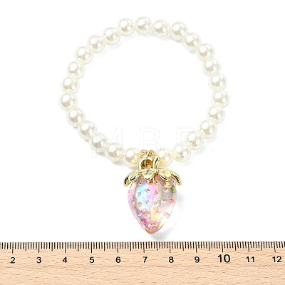 Acrylic Strawberry Charm Bracelets BJEW-JB13843-02-1