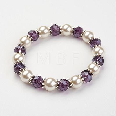 Glass Pearl Stretch Bracelets BJEW-JB02824-1
