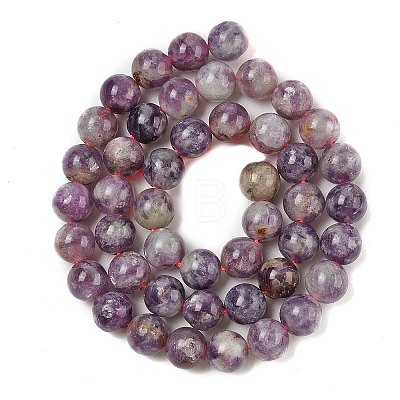 Natural Lepidolite/Purple Mica Stone Beads Strands G-B133-A01-12MM-1