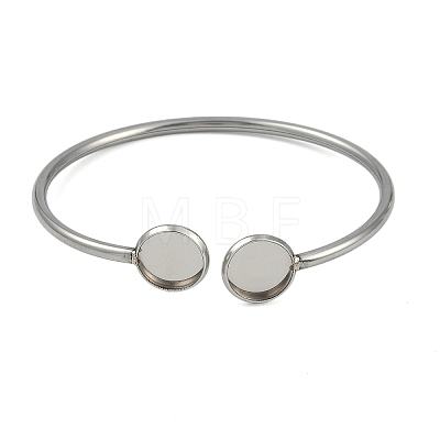 304 Stainless Steel Blank Bangle Bases with Flat Round Tray STAS-Z088-01P-04-1