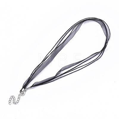 Waxed Cord and Organza Ribbon Necklace Making X-NCOR-T002-332-1
