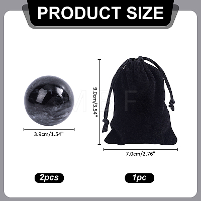 2Pcs Natural Black Jade Massage Balls DJEW-ME0001-20-1