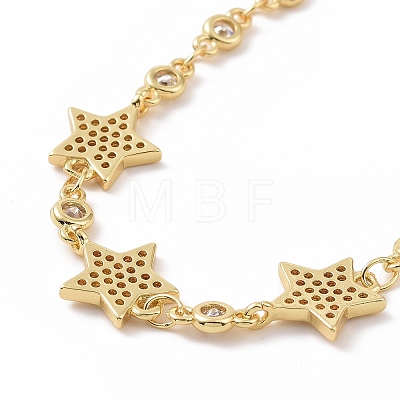 Clear Cubic Zirconia Star Link Bracelet BJEW-B068-03-1