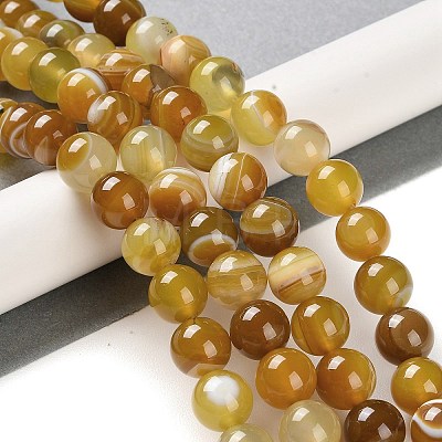 Natural Striped Agate/Banded Agate Beads Strands G-Z060-A01-C09-1