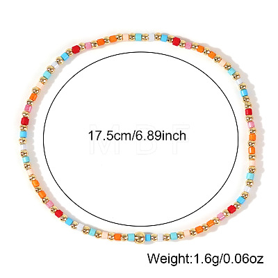 Minimalist Glass Seed Beads & Brass Beads Stretch Bracelets for Women BC0195-24-1