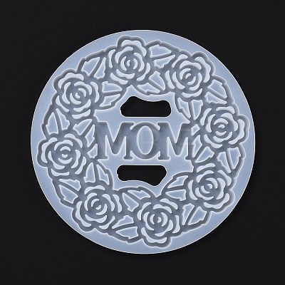 Mother's Day Theme DIY Cup Mat Silicone Molds DIY-B035-02-1