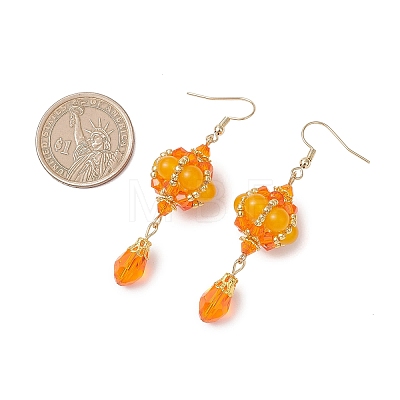 Natural Yellow Jade Dangle Earrings EJEW-MZ00669-01-1