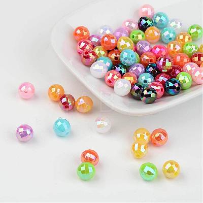 Faceted Colorful Eco-Friendly Poly Styrene Acrylic Round Beads SACR-K001-6mm-M-1