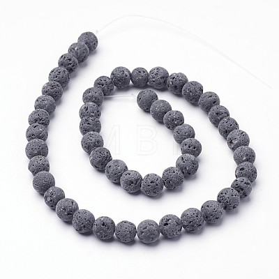 Unwaxed Natural Lava Rock Bead Strands X-G-F309-10mm-1