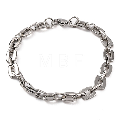 Tarnish Resistant Vacuum Plating 304 Stainless Steel Rectangle Link Chain Bracelets BJEW-B078-51P-1