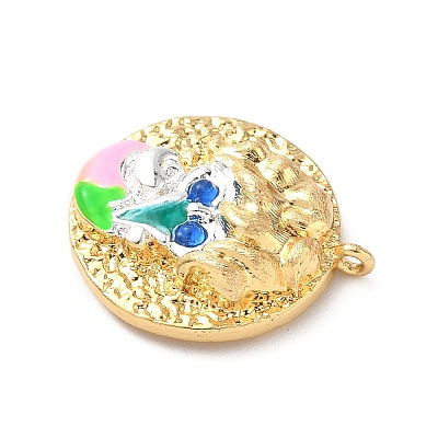 Brass Micro Pave Cubic Zirconia Enamel Pendants KK-L250-08G-01-1
