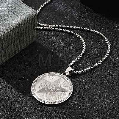 304 Stainless Steel Rhinestone Pendant Necklaces for Women NJEW-U021-01P-1