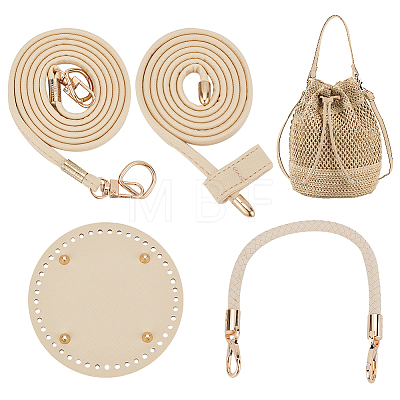 WADORN Imitation Leather Bag Bottoms & Purse Strap & Drawstring for Bucket Bag Set FIND-WR0009-88-1