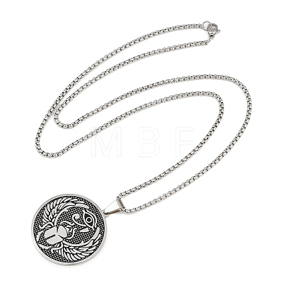 Religion 201 Stainless Steel Eye of Horus Egyptian Scarab Pendant Egyptian Scarab Box Chain Necklaces SA-H003-02P-1
