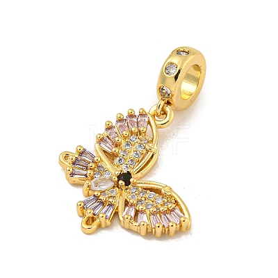 Rack Plating Brass Pave Colorful Cubic Zirconia European Dangle Charms KK-P277-19G-1