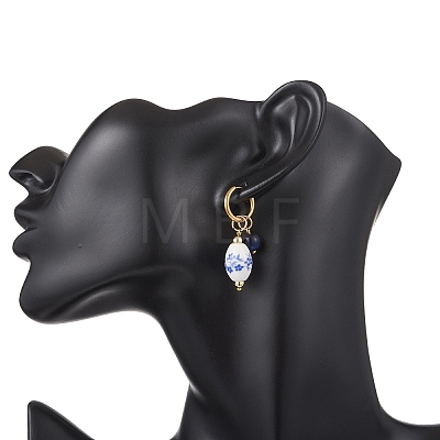 Oval 316 & 202 Stainless Steel Hoop Earrings EJEW-JE06734-02-1