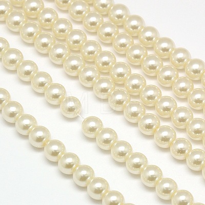 Eco-Friendly Dyed Glass Pearl Round Bead Strands X-HY-A002-6mm-RB011-1