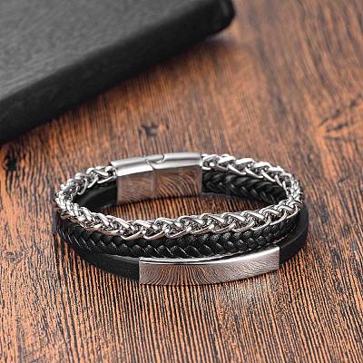 Imitation Leather Double Layer Multi-strand Bracelets PW-WGCF2DC-01-1