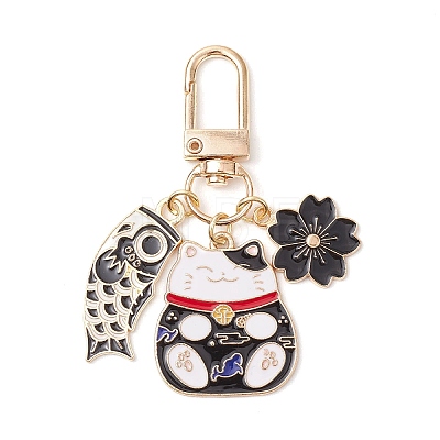 Fortune Cat Fish Flower Alloy Enamel Pendant Decorations AL-CJEB47-02-1