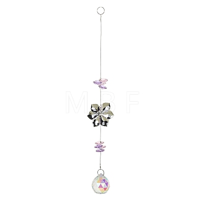 Glass Flower Hanging Suncatchers HJEW-P018-E01-1