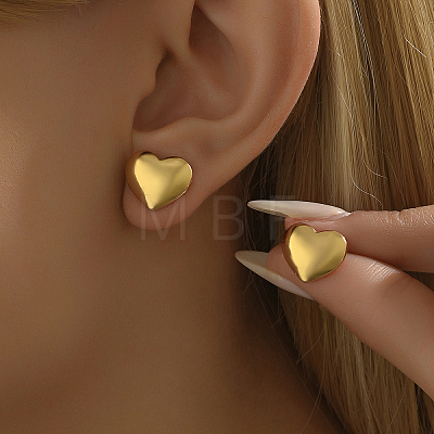 Romantic Striped Heart Stainless Steel Stud Earrings JJ3371-2-1