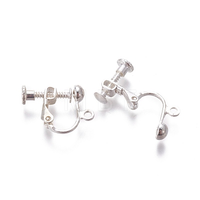 Rack Plated Brass Screw Clip-on Earring Findings KK-P169-04S-1