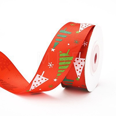 Christmas Theme Polyester Grosgrain Ribbon PW-WG86446-05-1