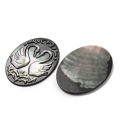 Natural Black Lip Shell Carved Cabochons SHEL-G024-04-1