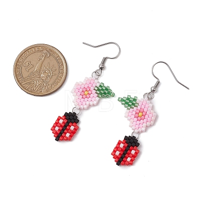 Handmade Glass Seed Beads Dangle Earrings EJEW-MZ00246-01-1