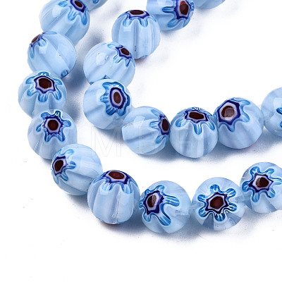 Handmade Millefiori Glass Beads Strands LK-T001-10H-1