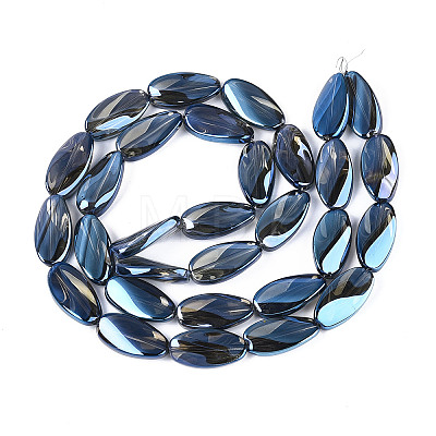 Electroplate Transparent Glass Beads Strands EGLA-N055-02G-1