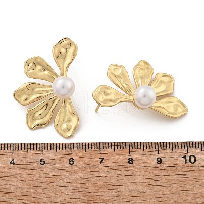 Brass Flower Stud Earrings EJEW-R016-05G-1