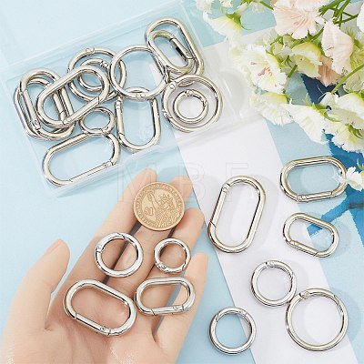 24Pcs 6 Styles Zinc Alloy Spring Gate Rings FIND-SP0001-11-1