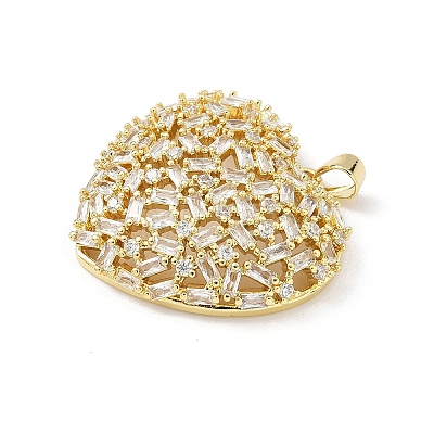 Brass Micro Pave Clear Cubic Zirconia Pendants KK-B141-03G-01-1