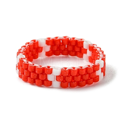 Glass Seed Beads Stretch Rings for Women RJEW-JR00722-1