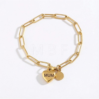 Mother's Day 304 Stainless Steel Paperclip Chain Bracelets FS-WG258A5-01-1
