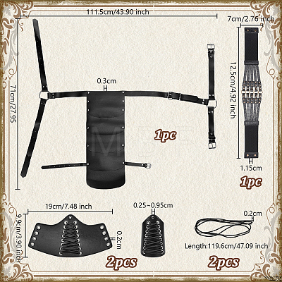 Olycraft Medieval Style Adjustable PU Leather with Iron Fencing Sheath AJEW-OC0005-09-1