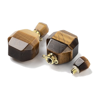 Natural Tiger Eye Perfume Bottle Pendants G-Q163-10G-07-1