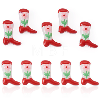 5Pcs Boot Baking Paint Glass Enamel  Beads LAMP-TADJ0001-08F-1