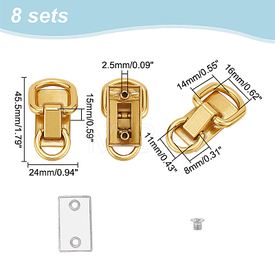 WADORN 8 Sets Alloy Double D-ring Suspension Clasps for Bag Strap FIND-WR0008-89-1