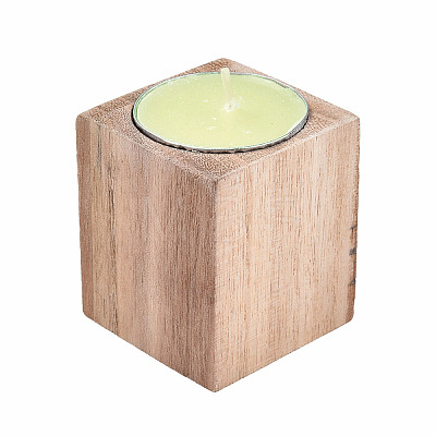 Natural Wood Candle Holder AJEW-T002-01A-1