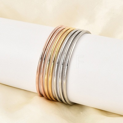 7Pcs 201 Stainless Steel Plain Bangle Sets for Women BJEW-L664-022C-M02-1