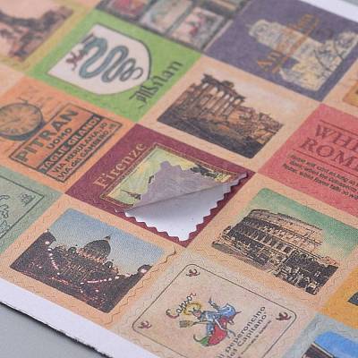 Postage Stamp Shape DIY Paper Label Paster Picture Stickers AJEW-L058-50-1