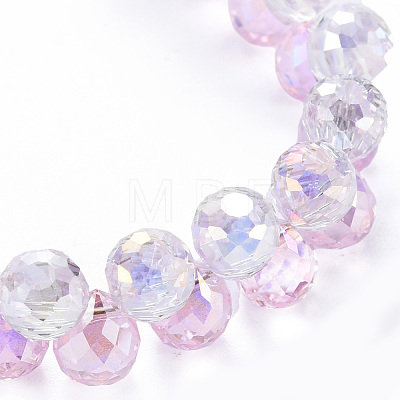 Sparkling Faceted Teardrop Glass Beads Slider Bracelets for Teen Girl Women BJEW-T016-07A-1