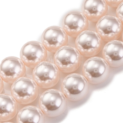 Baking Painted Pearlized Glass Pearl Round Bead Strands PEAR-H019-02E-01-1