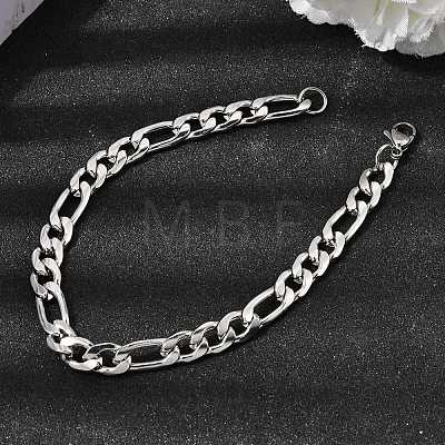 201 Stainless Steel Curb Chain Bracelets for Men STAS-T077-22A-01P-1