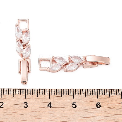Brass Fold Over Clasps ZIRC-WH0009-02RG-1
