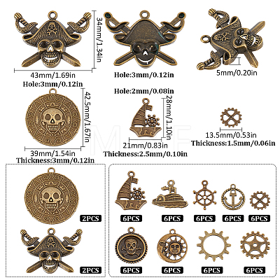 SUNNYCLUE Tibetan Style Alloy Gear Pendants TIBEP-SC0002-67-1